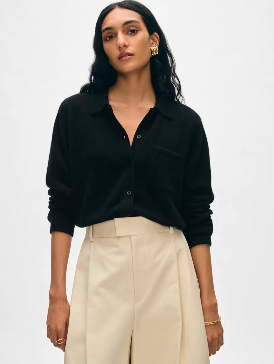 White + Warren Tops-cashmere button down shirt