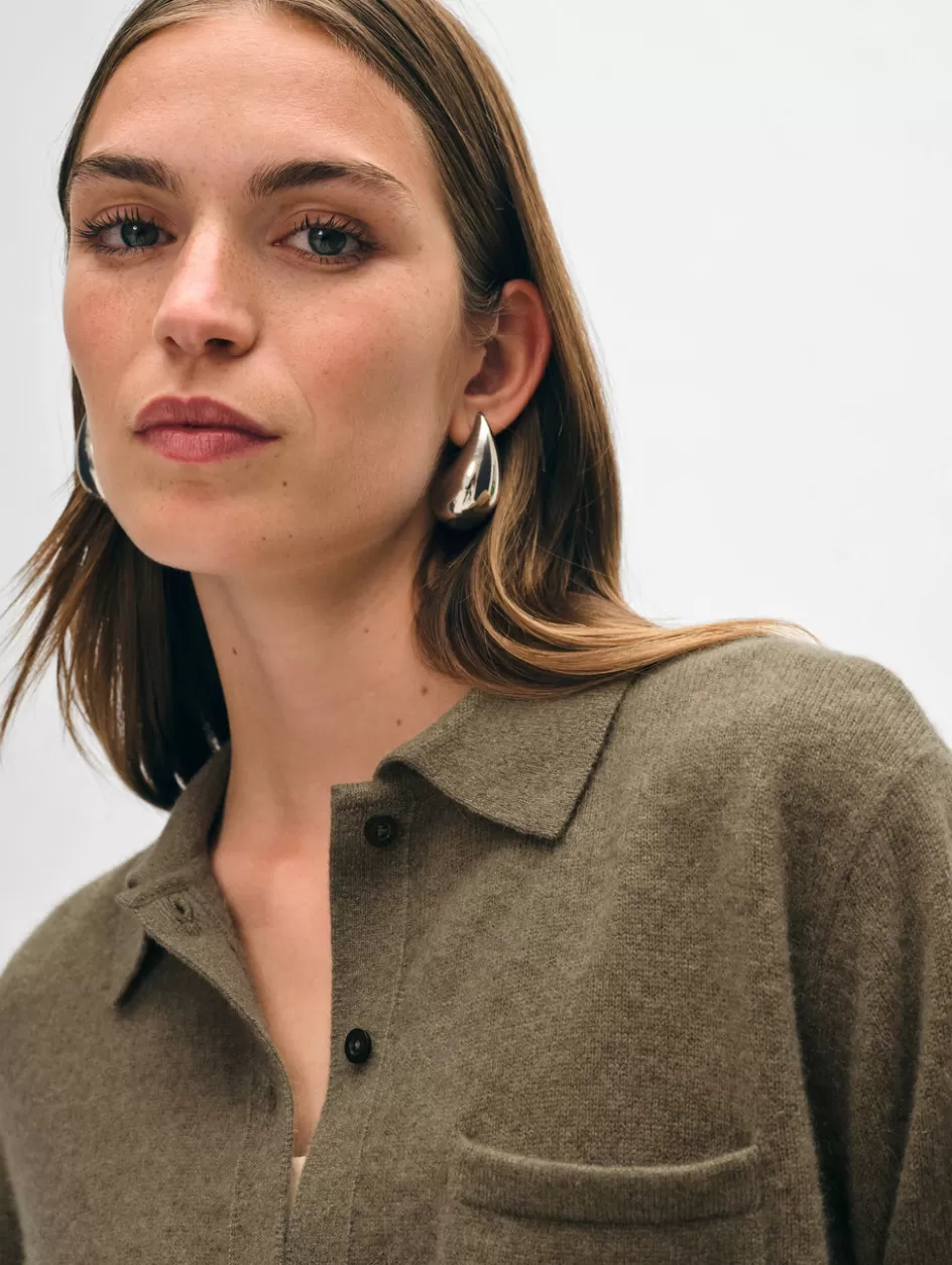 White + Warren Tops-cashmere button down shirt