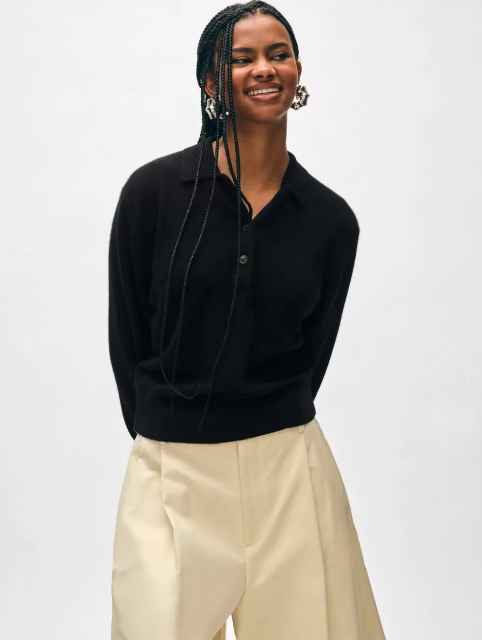 White + Warren Sweaters-cashmere button polo