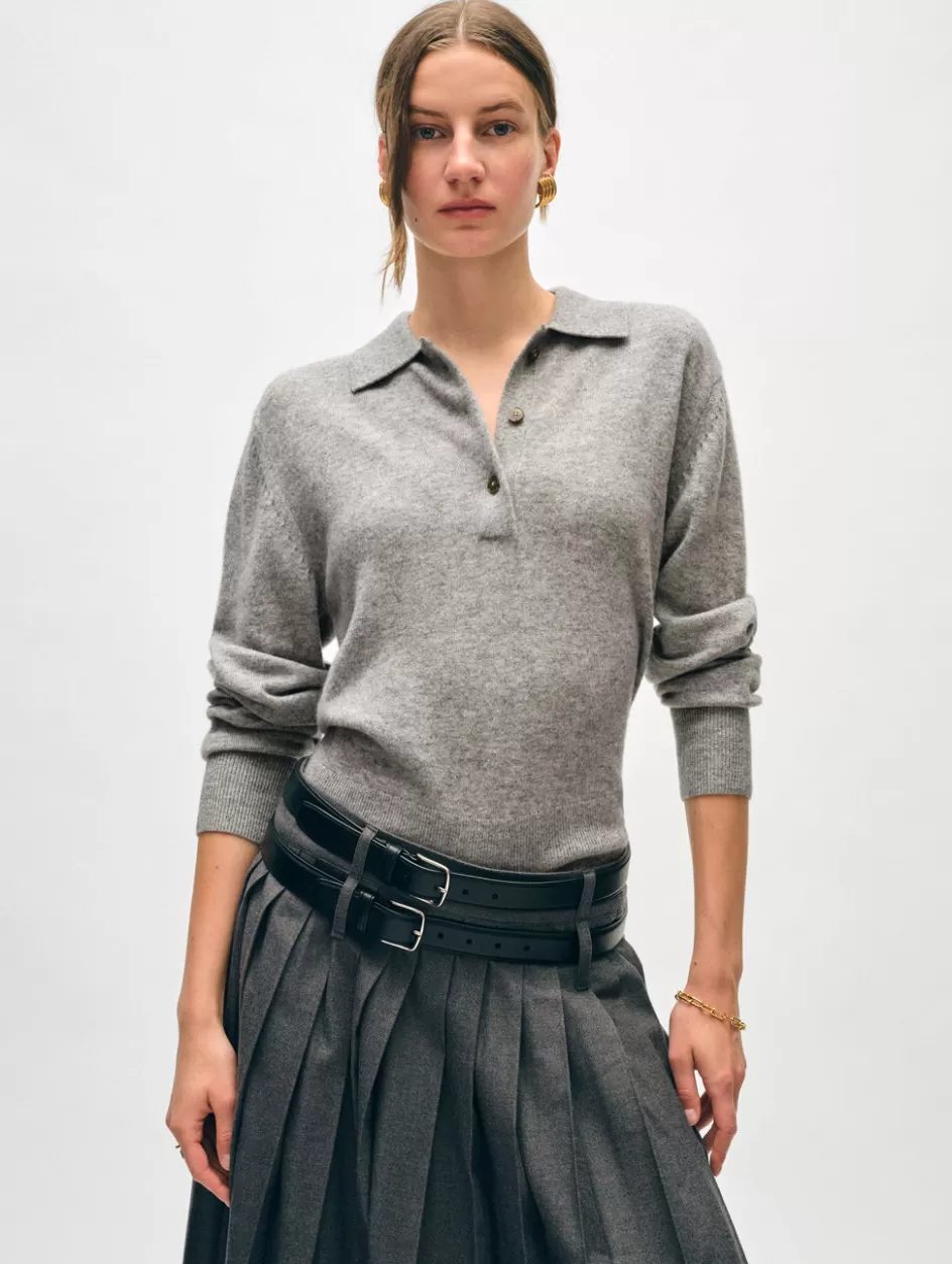 White + Warren Sweaters-cashmere button polo