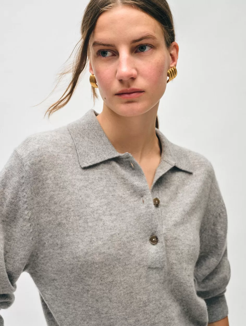 White + Warren Sweaters-cashmere button polo