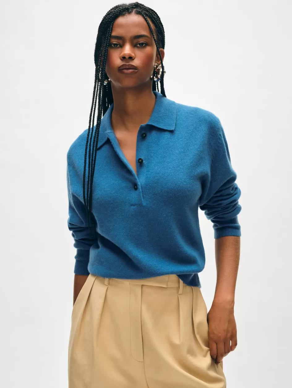 White + Warren Sweaters-cashmere button polo