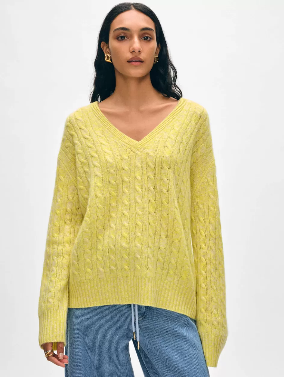 White + Warren Sweaters-cashmere cable knit v neck