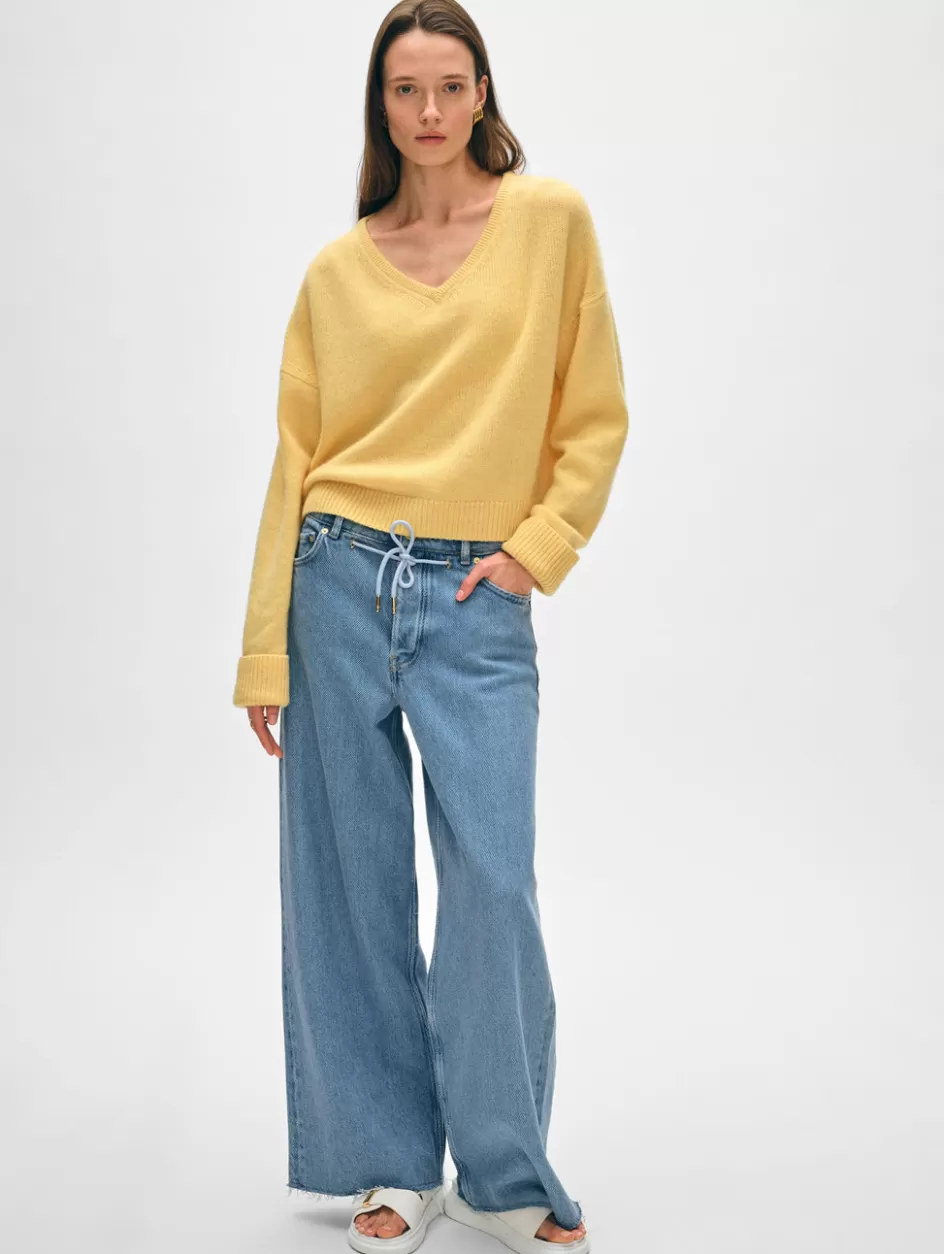 White + Warren Sweaters-cashmere cuffed v neck