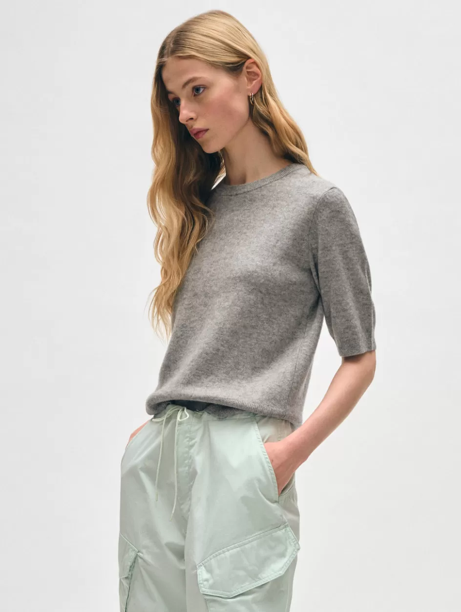 White + Warren Sweaters-cashmere elbow sleeve tee