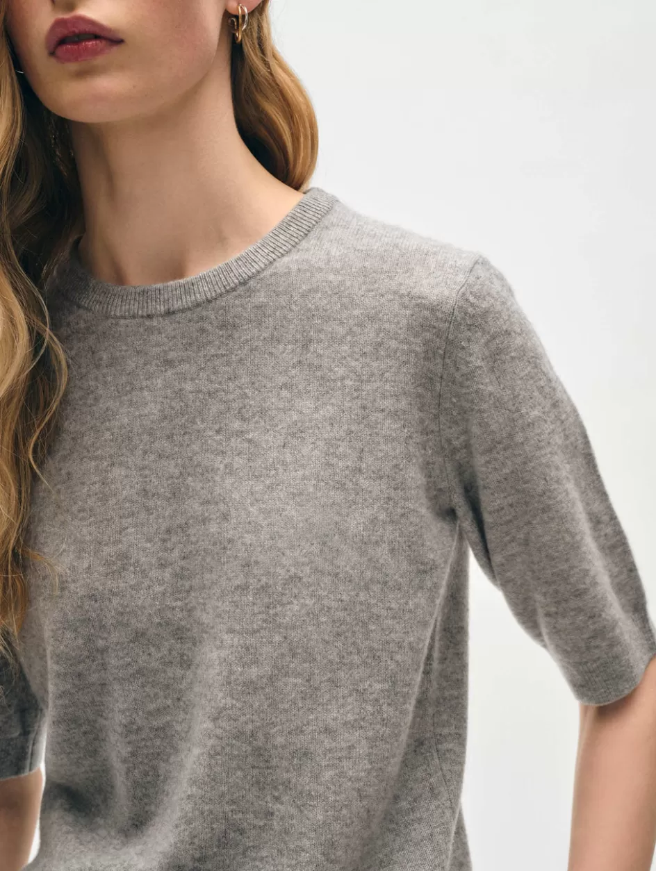 White + Warren Sweaters-cashmere elbow sleeve tee