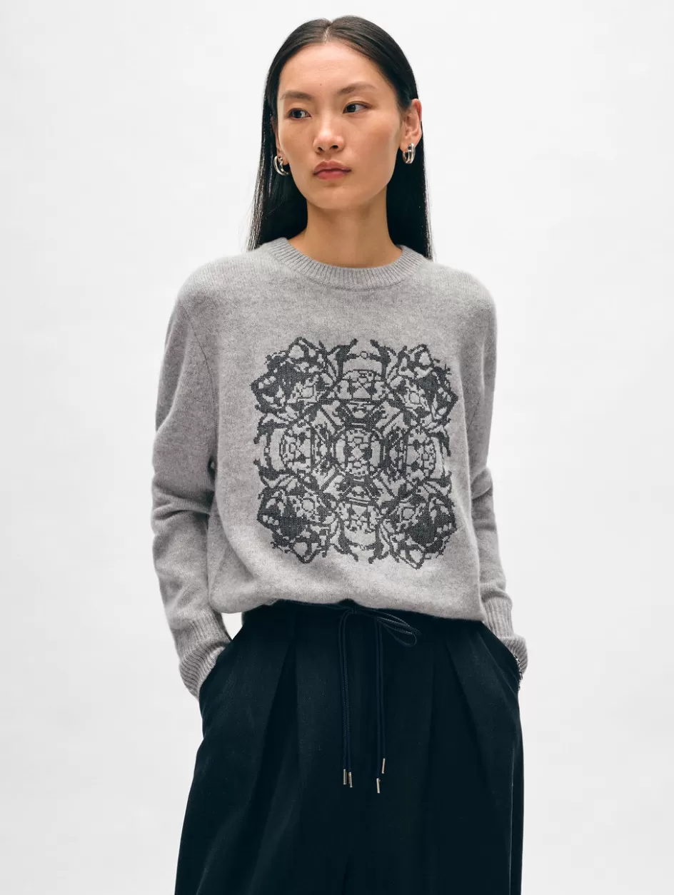 White + Warren Sweaters-cashmere fairytale embroidered crewneck