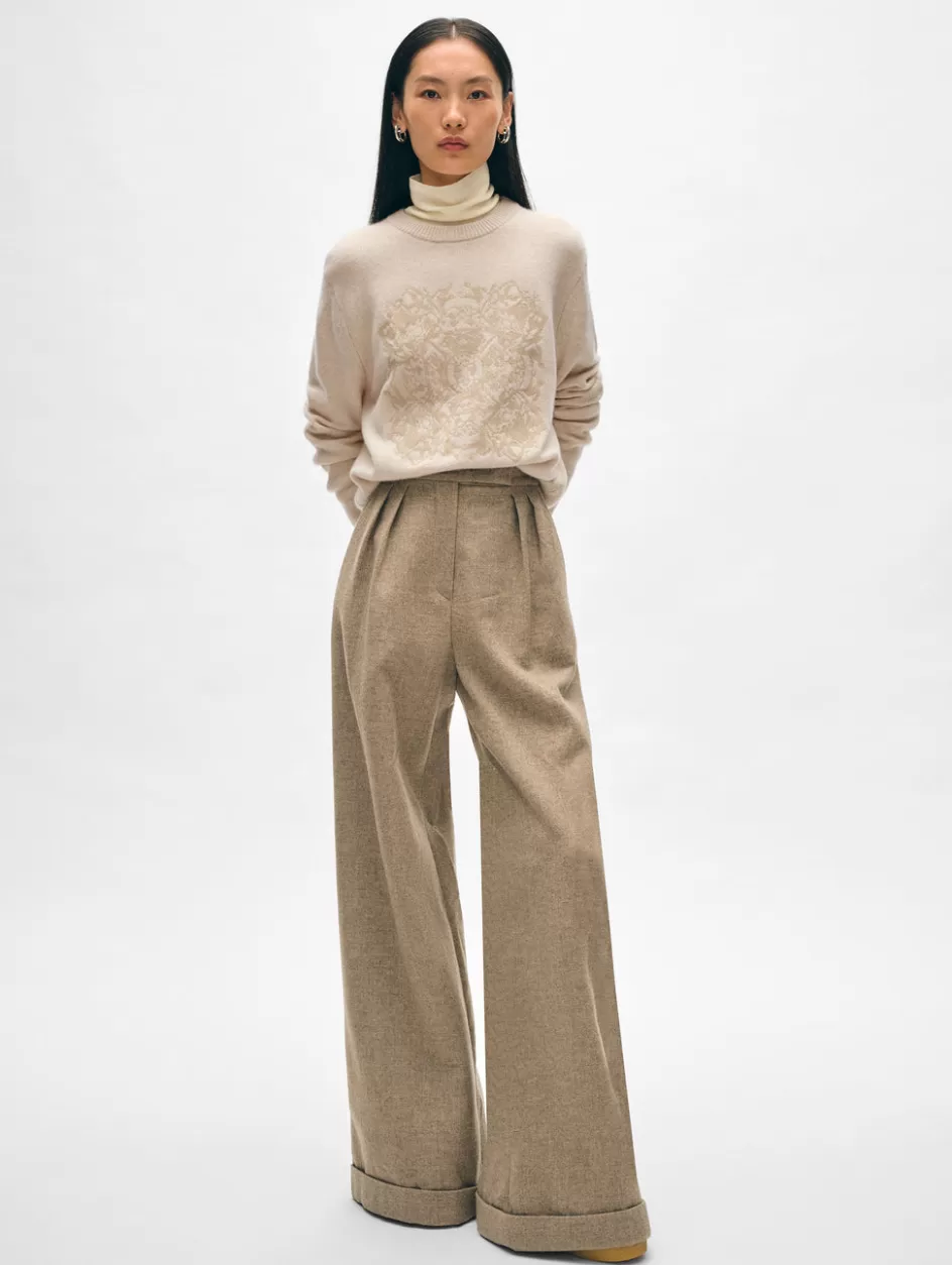 White + Warren Sweaters-cashmere fairytale embroidered crewneck
