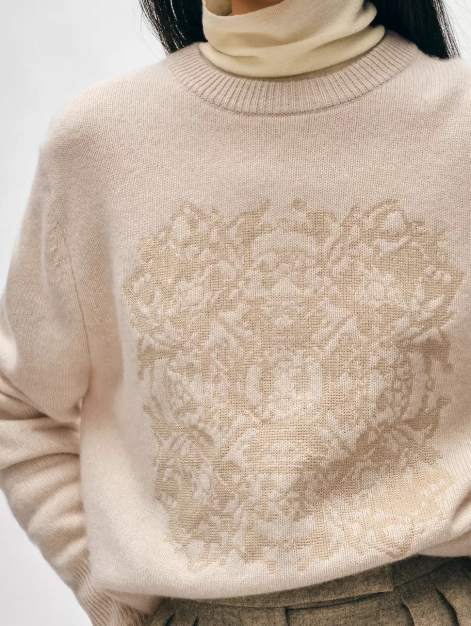 White + Warren Sweaters-cashmere fairytale embroidered crewneck