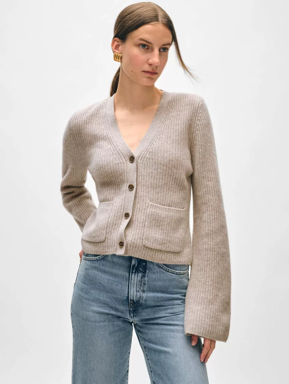 White + Warren Cardigans-cashmere fluted sleeve cardigan