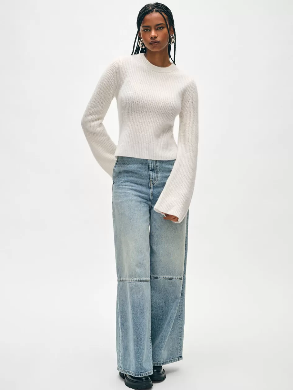 White + Warren Sweaters-cashmere fluted sleeve top
