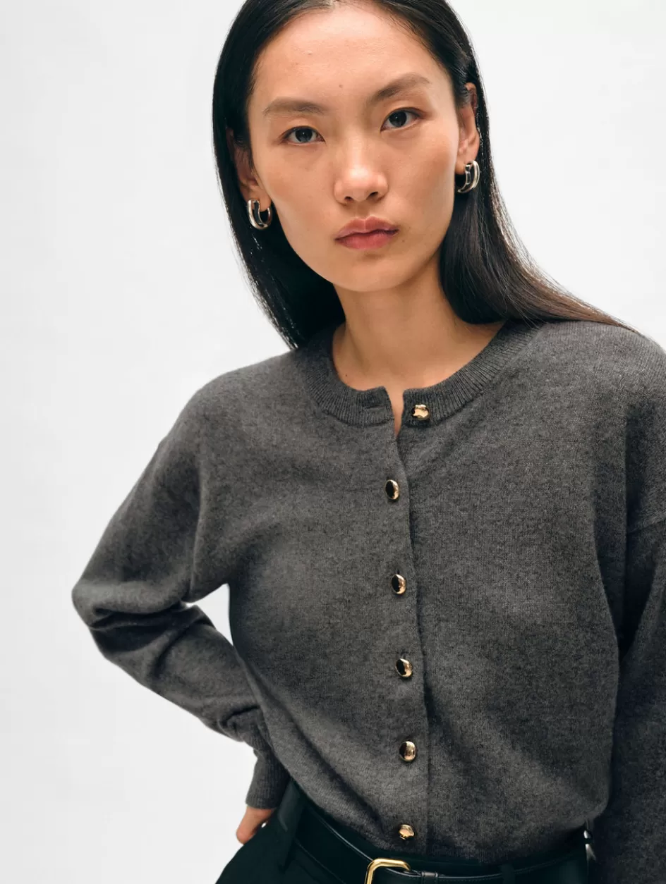White + Warren Cardigans-cashmere gold button cardigan