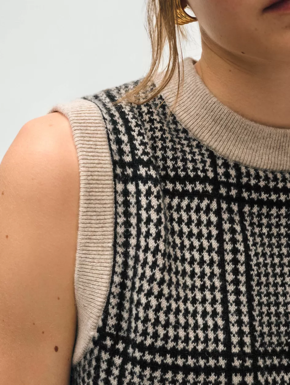 White + Warren Sweaters-cashmere houndstooth shell