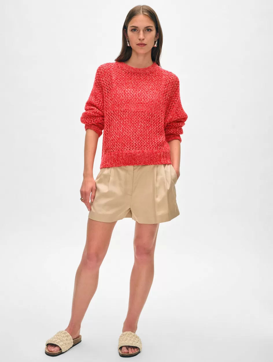 White + Warren Sweaters-cashmere marled mesh crewneck