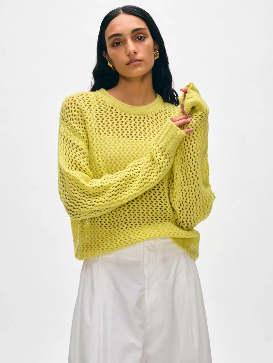 White + Warren Sweaters-cashmere marled mesh crewneck