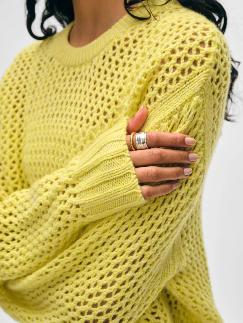 White + Warren Sweaters-cashmere marled mesh crewneck