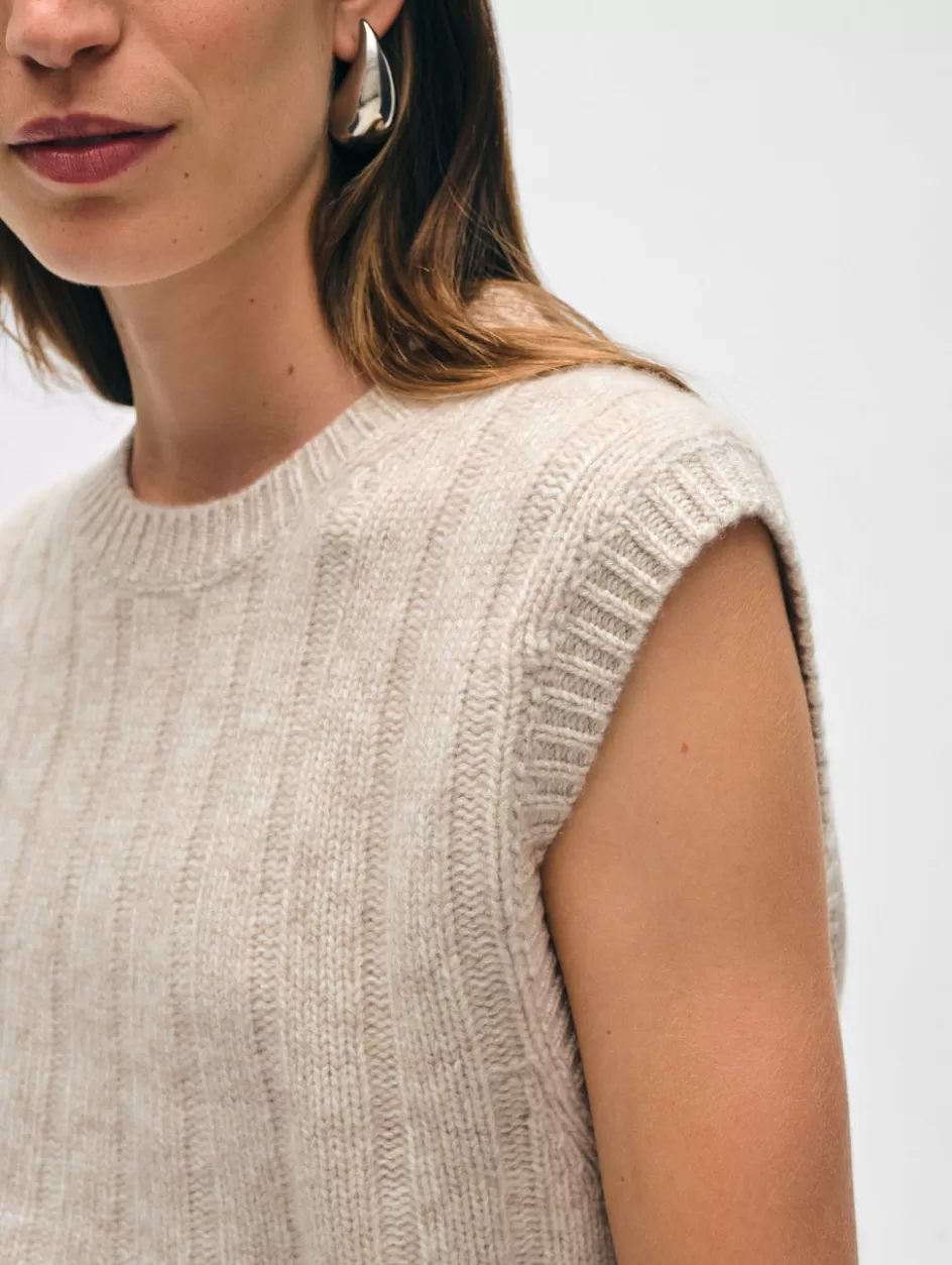 White + Warren Tops-cashmere marled wide ribbed shell
