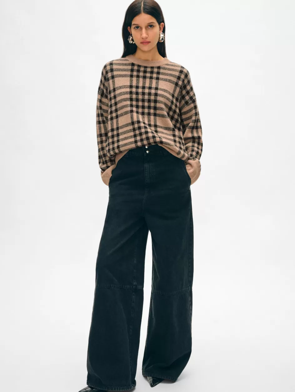 White + Warren Sweaters-cashmere plaid crewneck