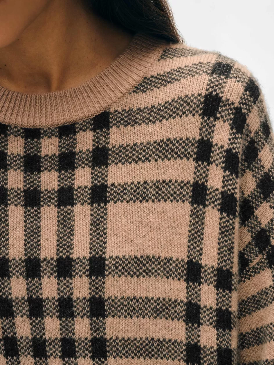 White + Warren Sweaters-cashmere plaid crewneck