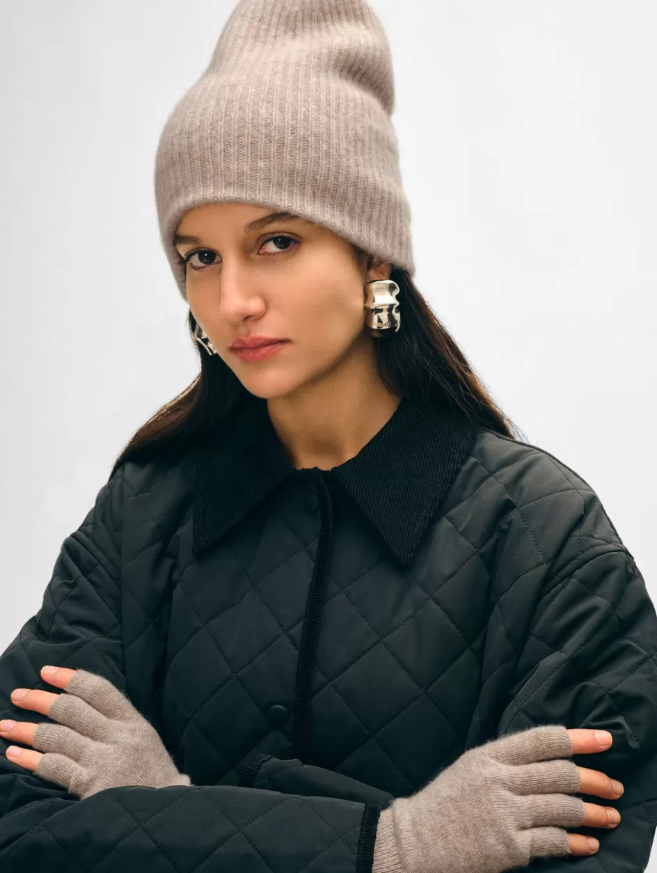 White + Warren Accessories-cashmere plush rib beanie