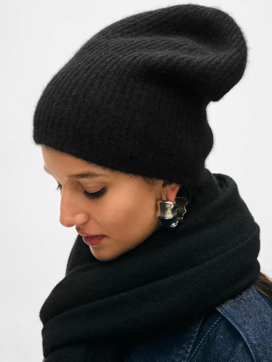White + Warren Accessories-cashmere plush rib beanie