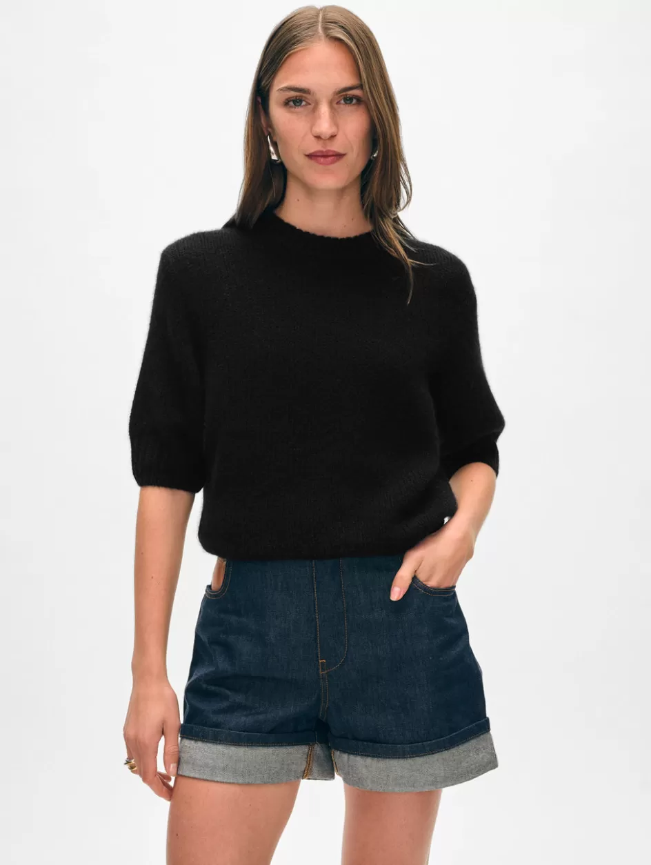 White + Warren Tops-cashmere puff sleeve crewneck