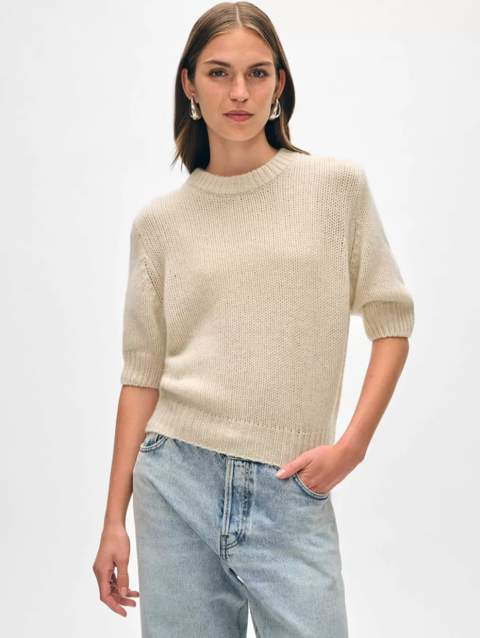 White + Warren Tops-cashmere puff sleeve crewneck