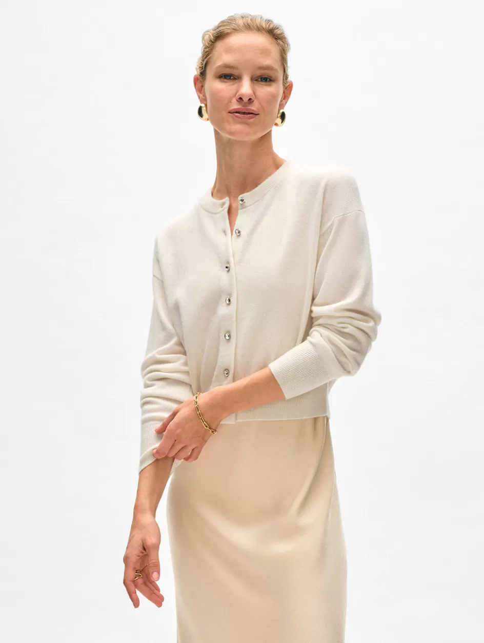 White + Warren Cardigans-cashmere rhinestone button cardigan