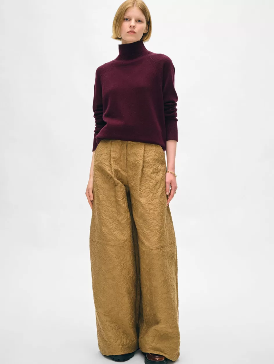 White + Warren Sweaters-cashmere rib trim standneck