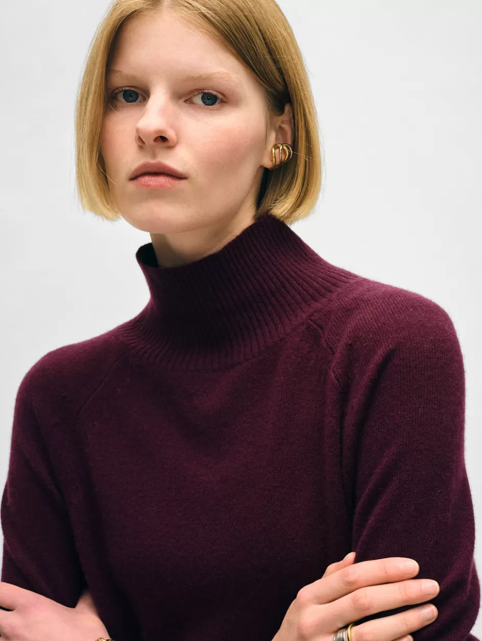 White + Warren Sweaters-cashmere rib trim standneck