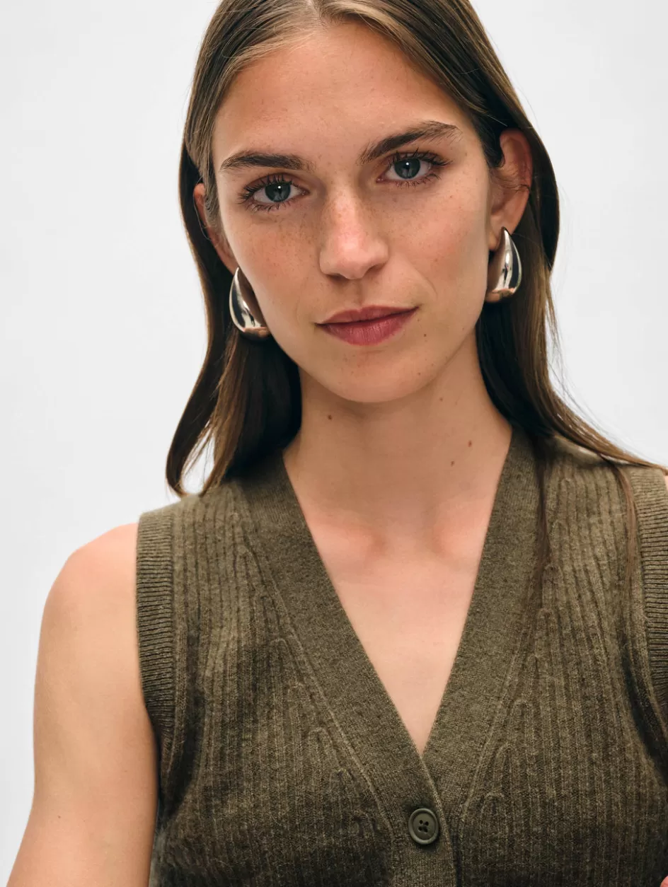 White + Warren Tops-cashmere ribbed button vest