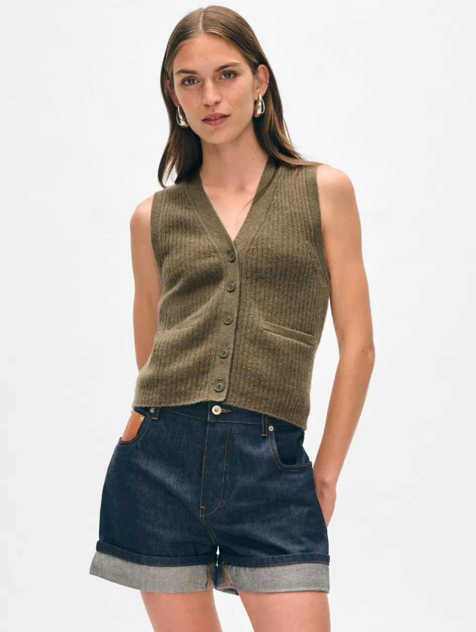 White + Warren Tops-cashmere ribbed button vest