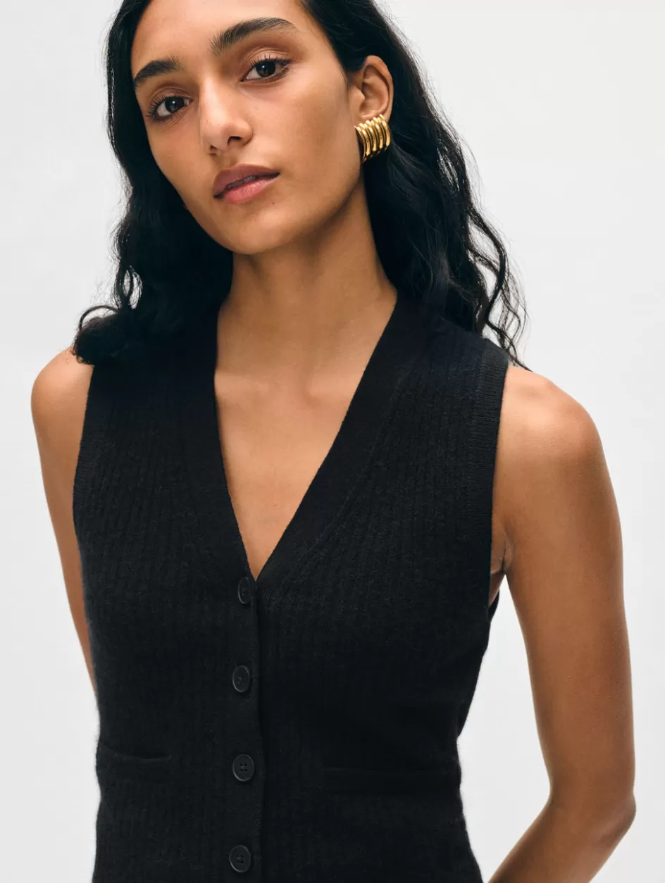 White + Warren Tops-cashmere ribbed button vest