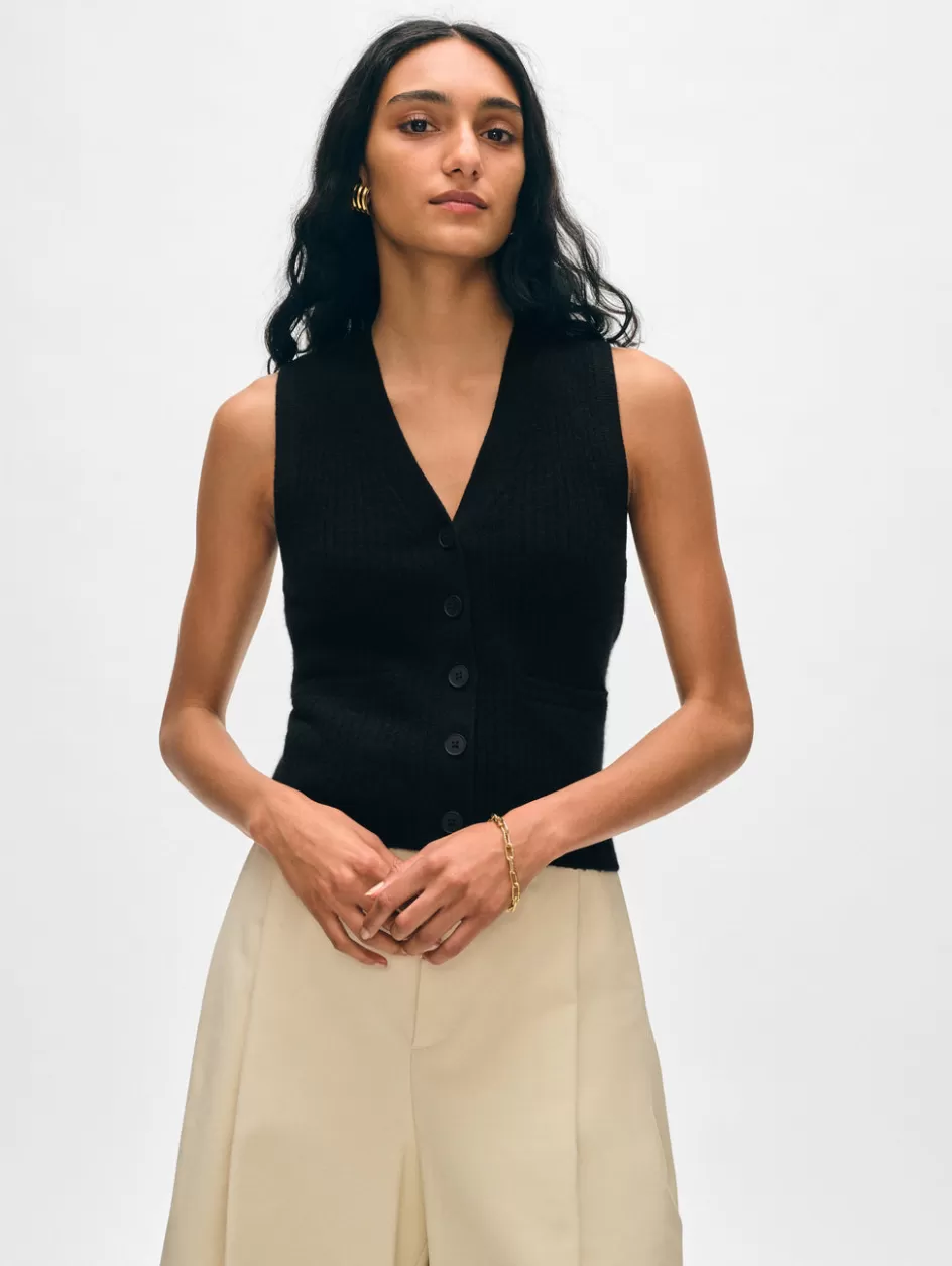 White + Warren Tops-cashmere ribbed button vest