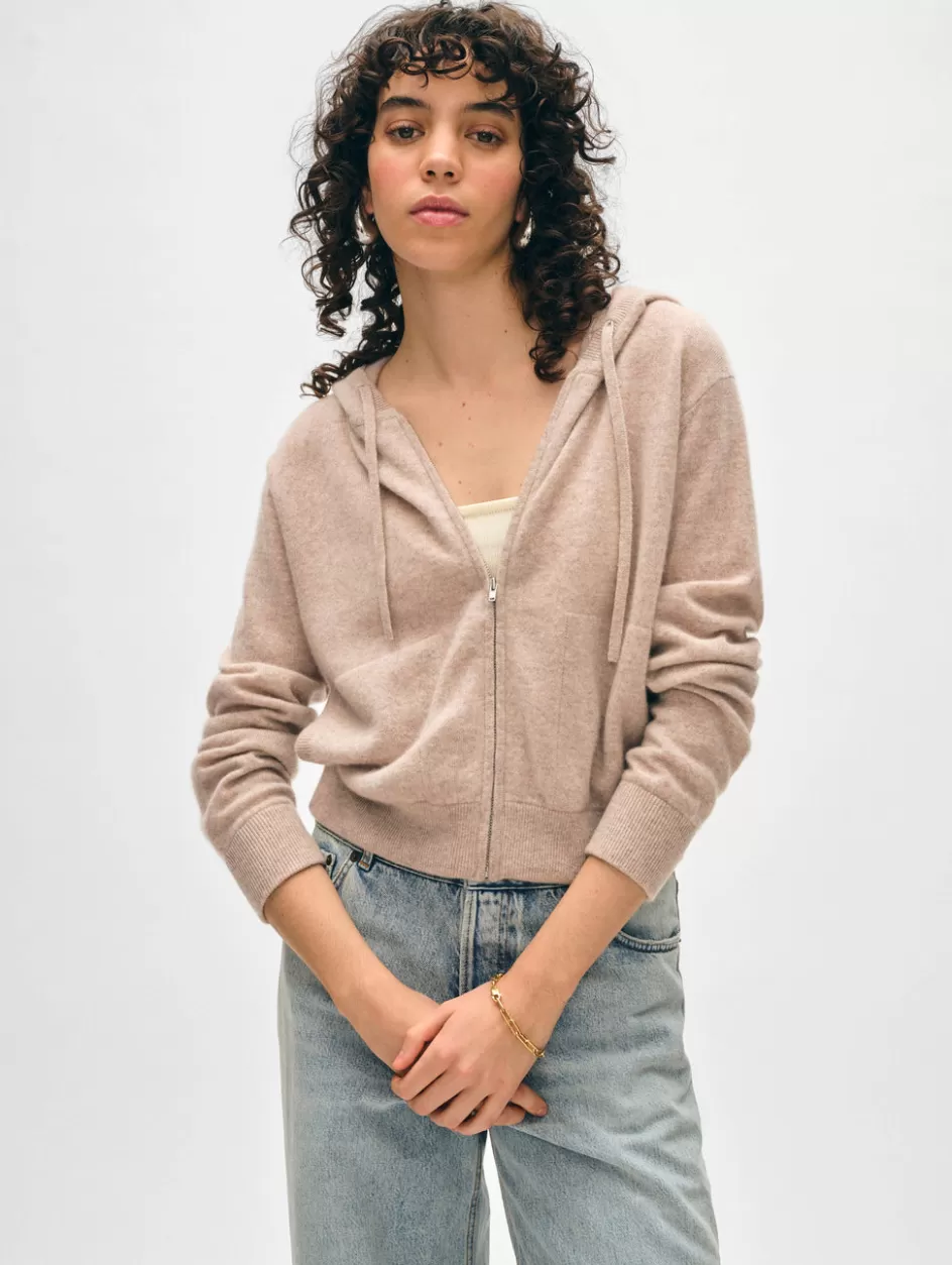 White + Warren Cardigans-cashmere shrunken zip hoodie