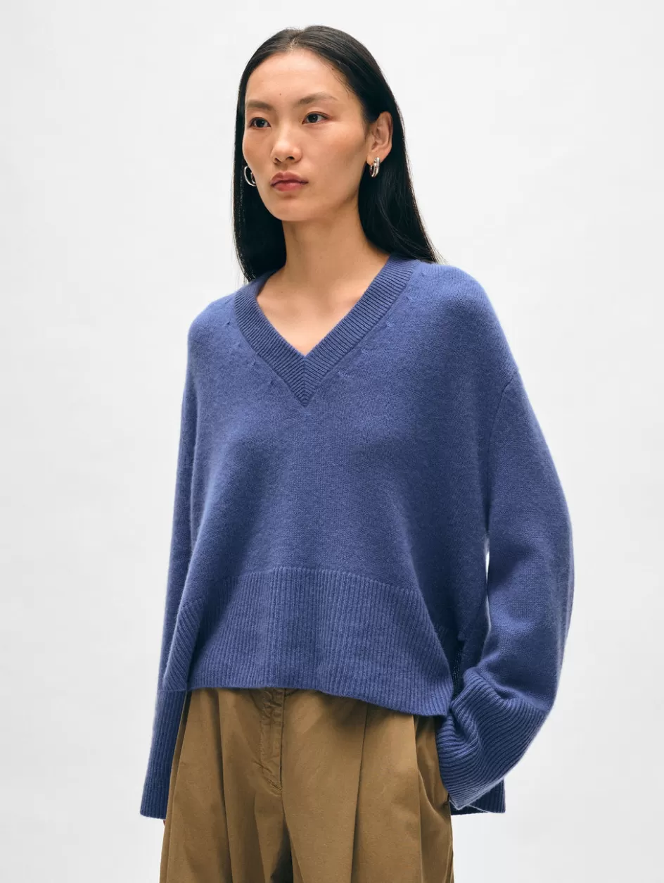 White + Warren Sweaters-cashmere side slit v neck
