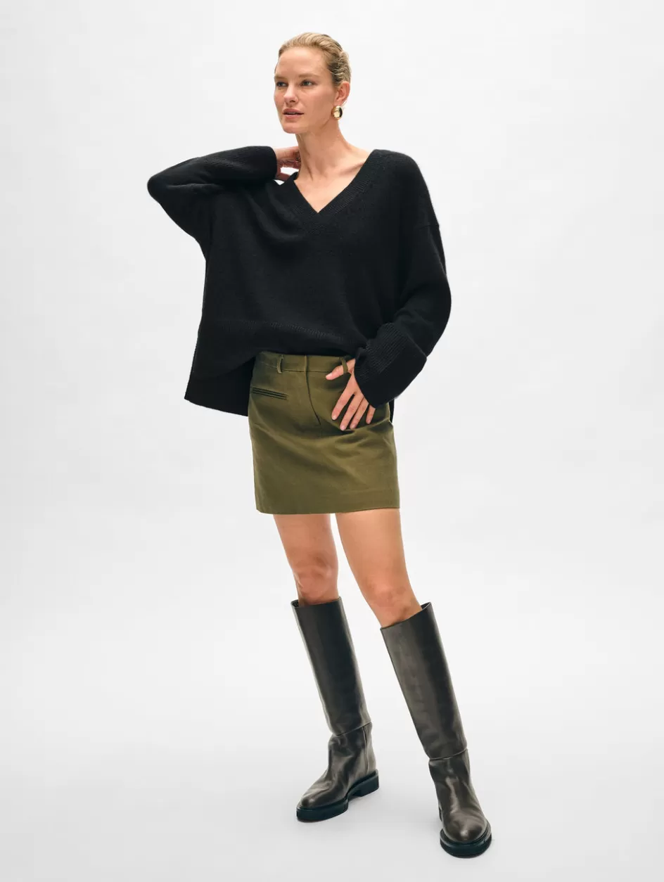 White + Warren Sweaters-cashmere side slit v neck