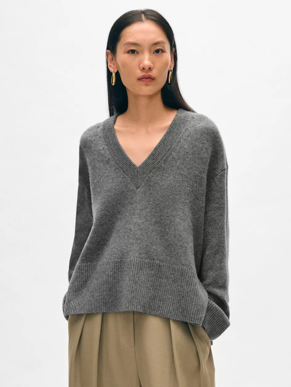 White + Warren Sweaters-cashmere side slit v neck