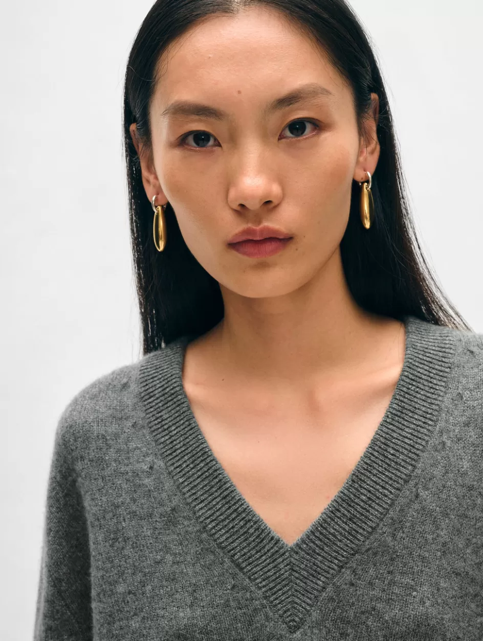 White + Warren Sweaters-cashmere side slit v neck
