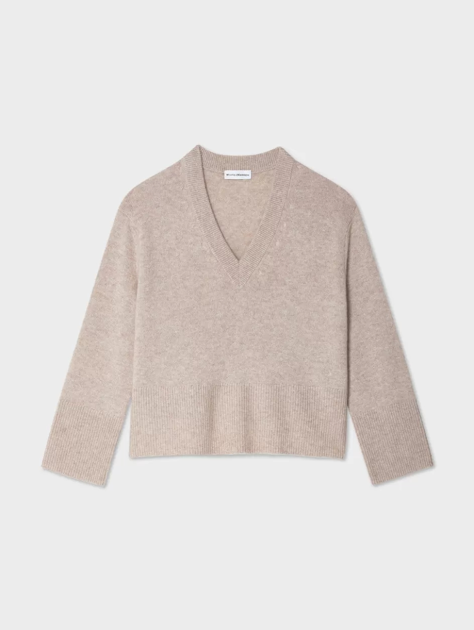 White + Warren Sweaters-cashmere side slit v neck