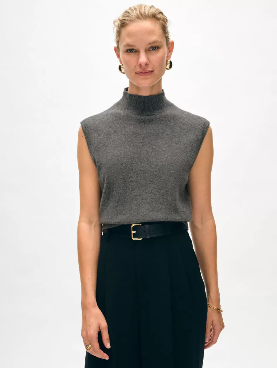 White + Warren Sweaters-cashmere sleeveless mockneck