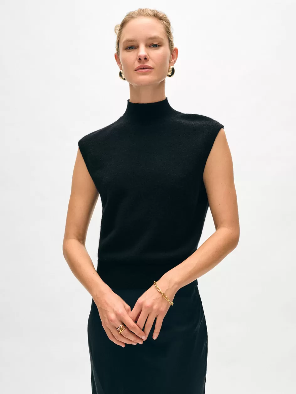 White + Warren Tops-cashmere sleeveless mockneck