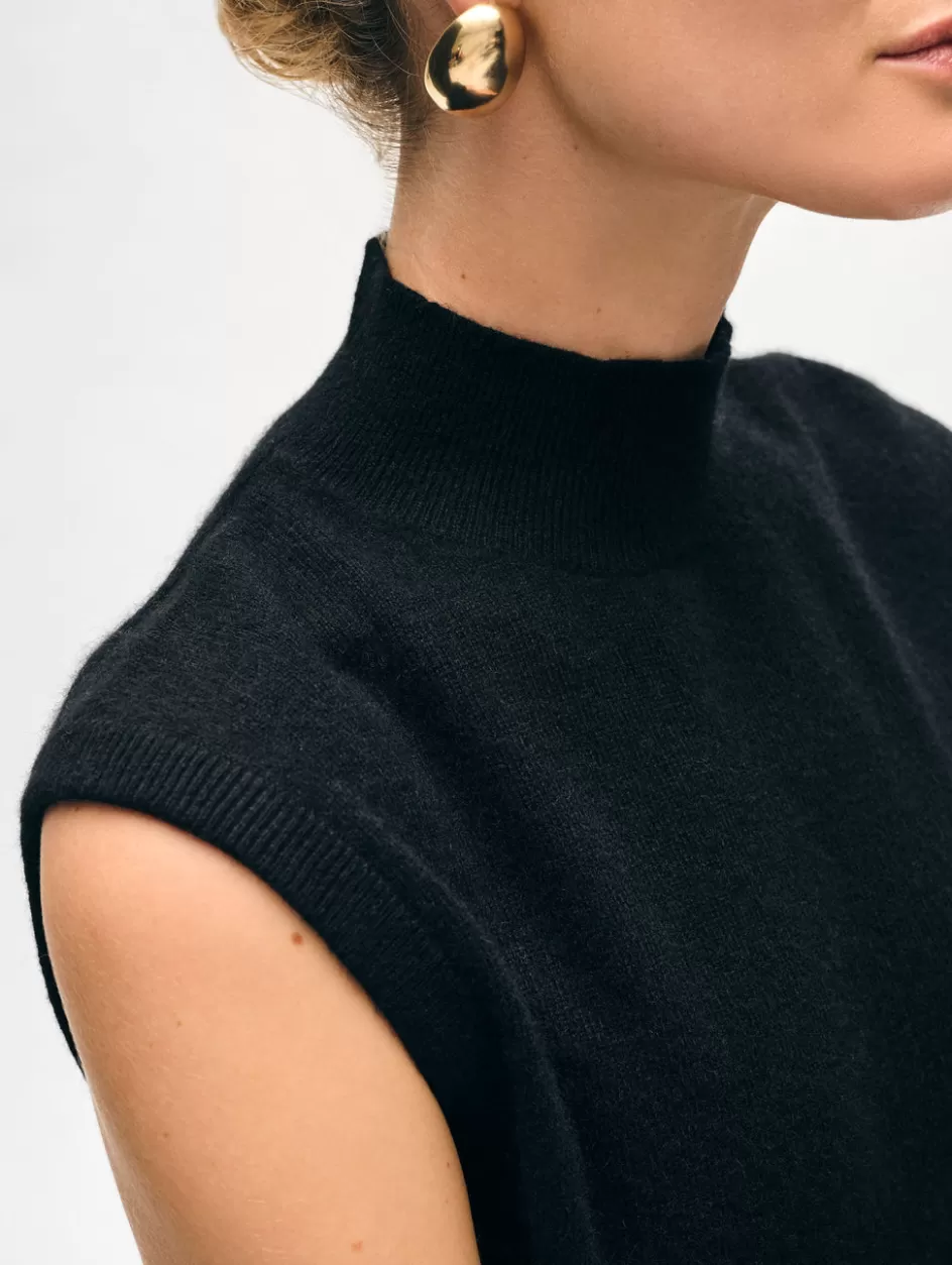 White + Warren Tops-cashmere sleeveless mockneck