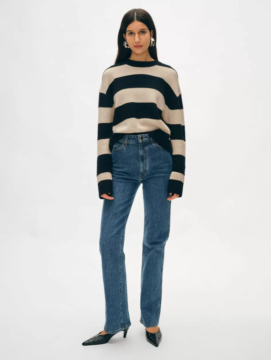 White + Warren Sweaters-cashmere striped crewneck