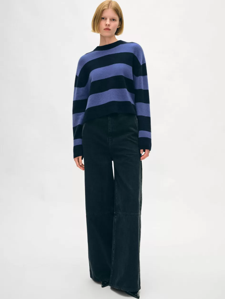 White + Warren Sweaters-cashmere striped crewneck
