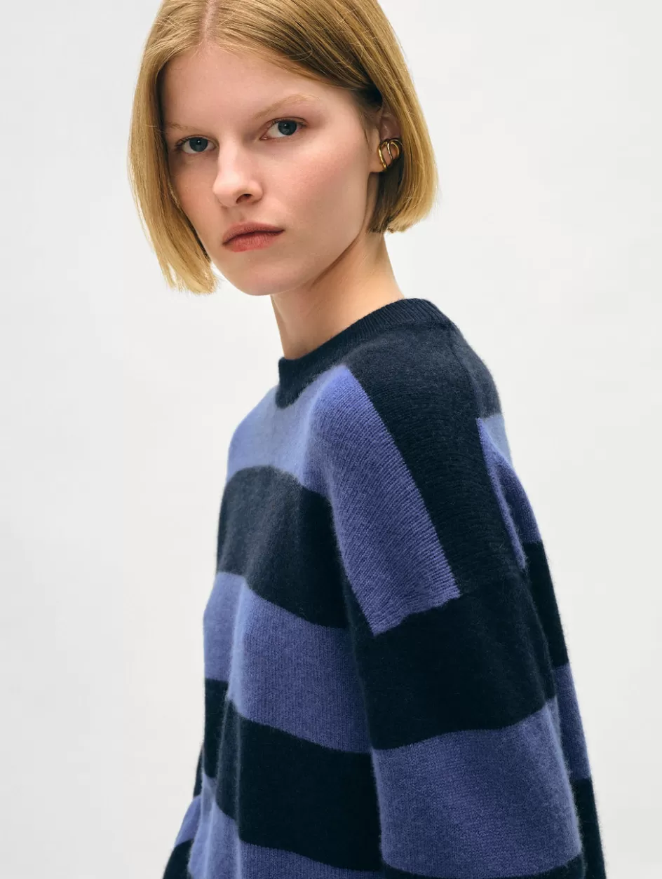 White + Warren Sweaters-cashmere striped crewneck