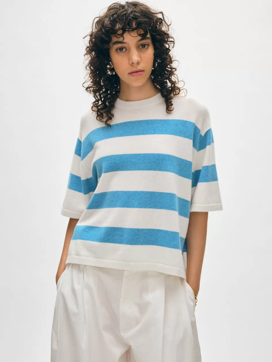 White + Warren Tops-cashmere striped easy tee