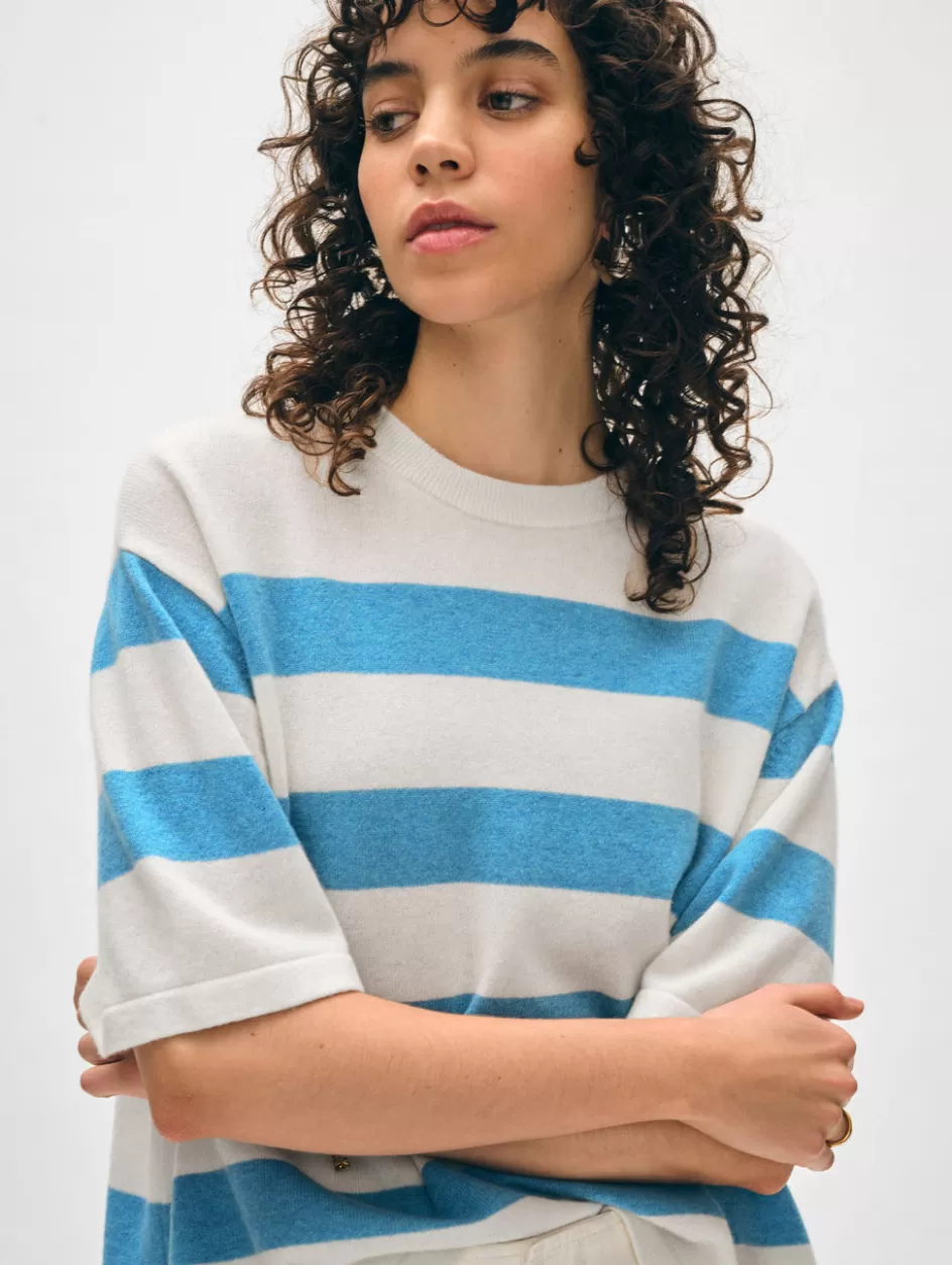 White + Warren Tops-cashmere striped easy tee