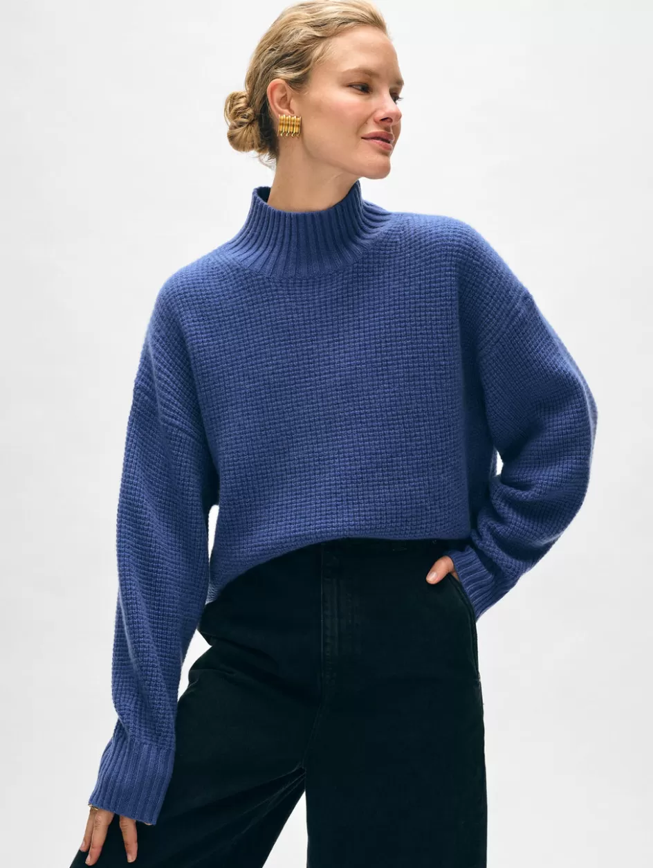 White + Warren Sweaters-cashmere waffle standneck