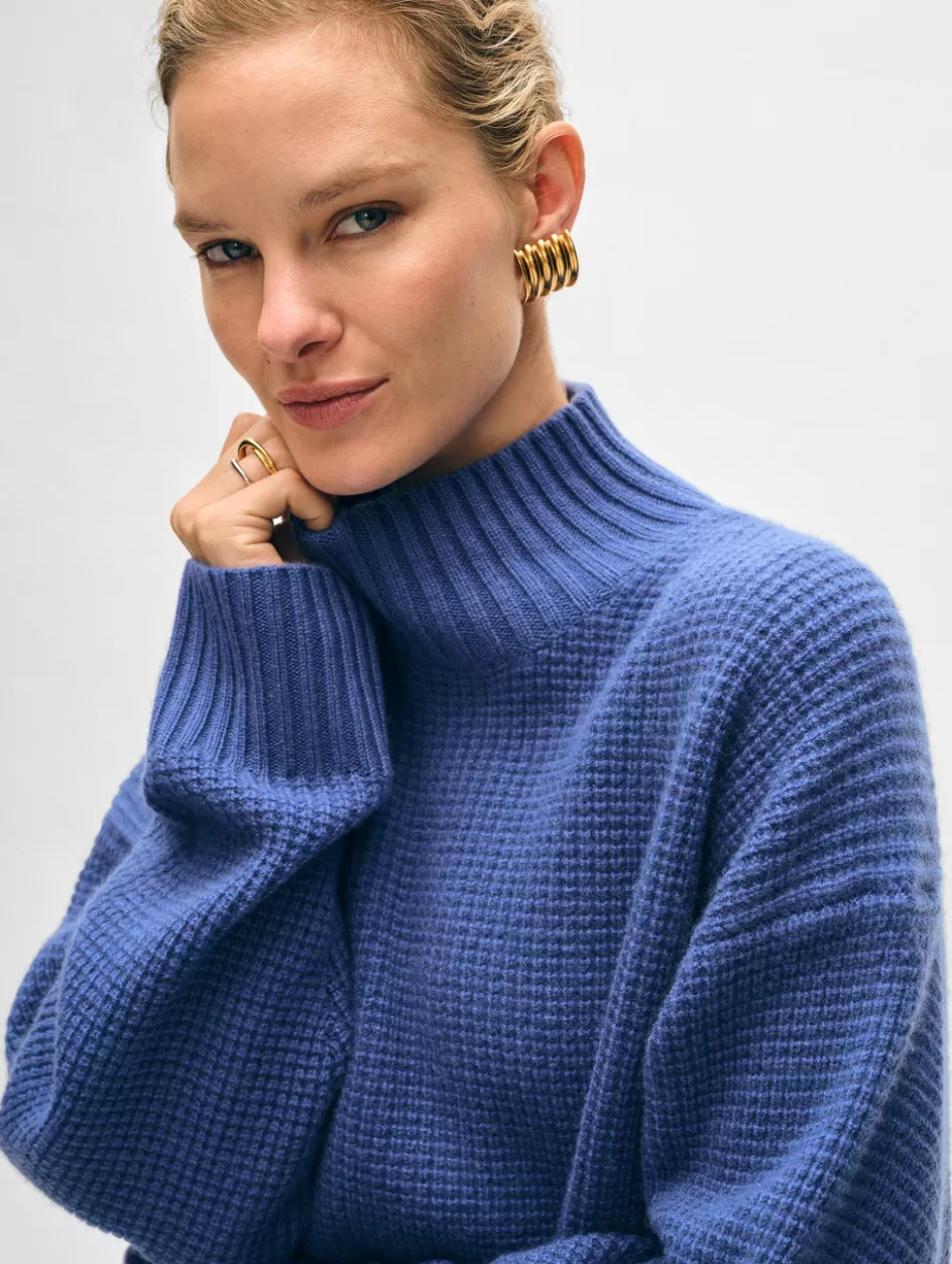 White + Warren Sweaters-cashmere waffle standneck